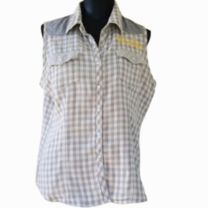 Harley Davidson Sleeveless Check 'Freedom of Spirit' Pearl-snap Shirt (XL)